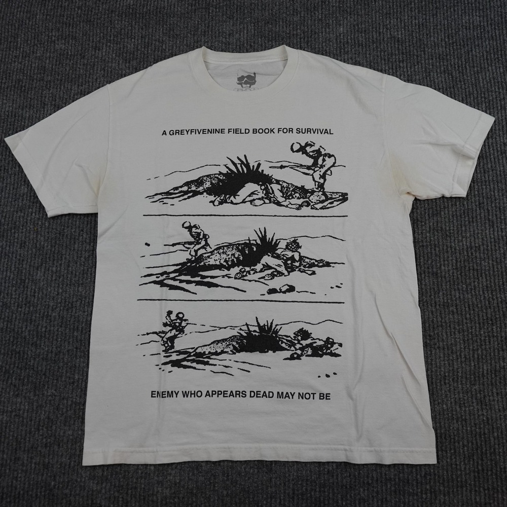 G59 Shirt Mens Large White Survival Military Enemy Appears Dead Graphic Tee